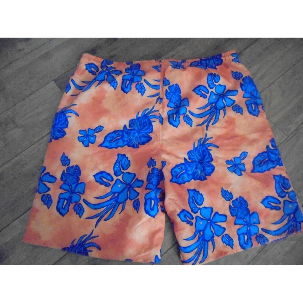 Ivy Crew Sport Swim Trunks Mens XL Orange Blue Tropical Floral Drawstring Shorts